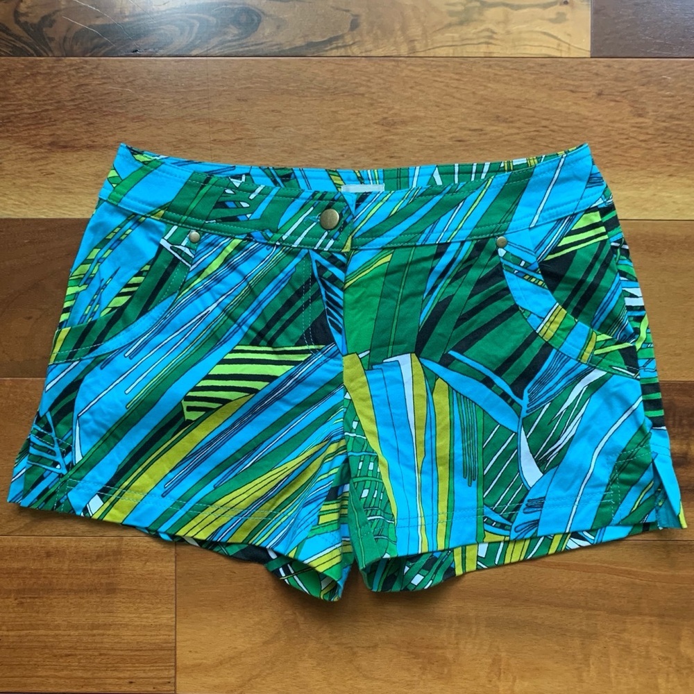 Cache Tropical Print Women Shorts - Blue and Green